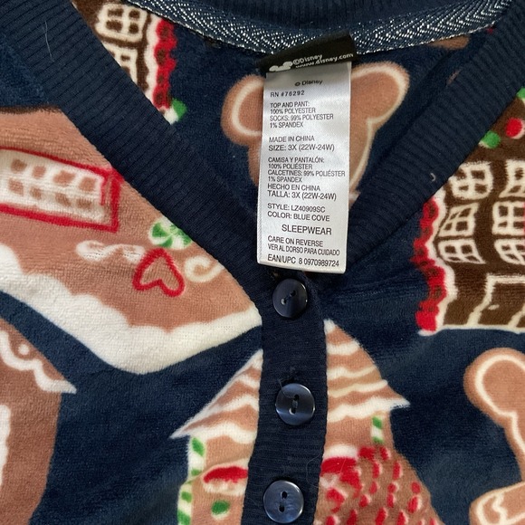 Disney Mickey Mouse Gingerbread Long Sleeve Pajama Set Size 3X XXXL - Picture 3 of 14